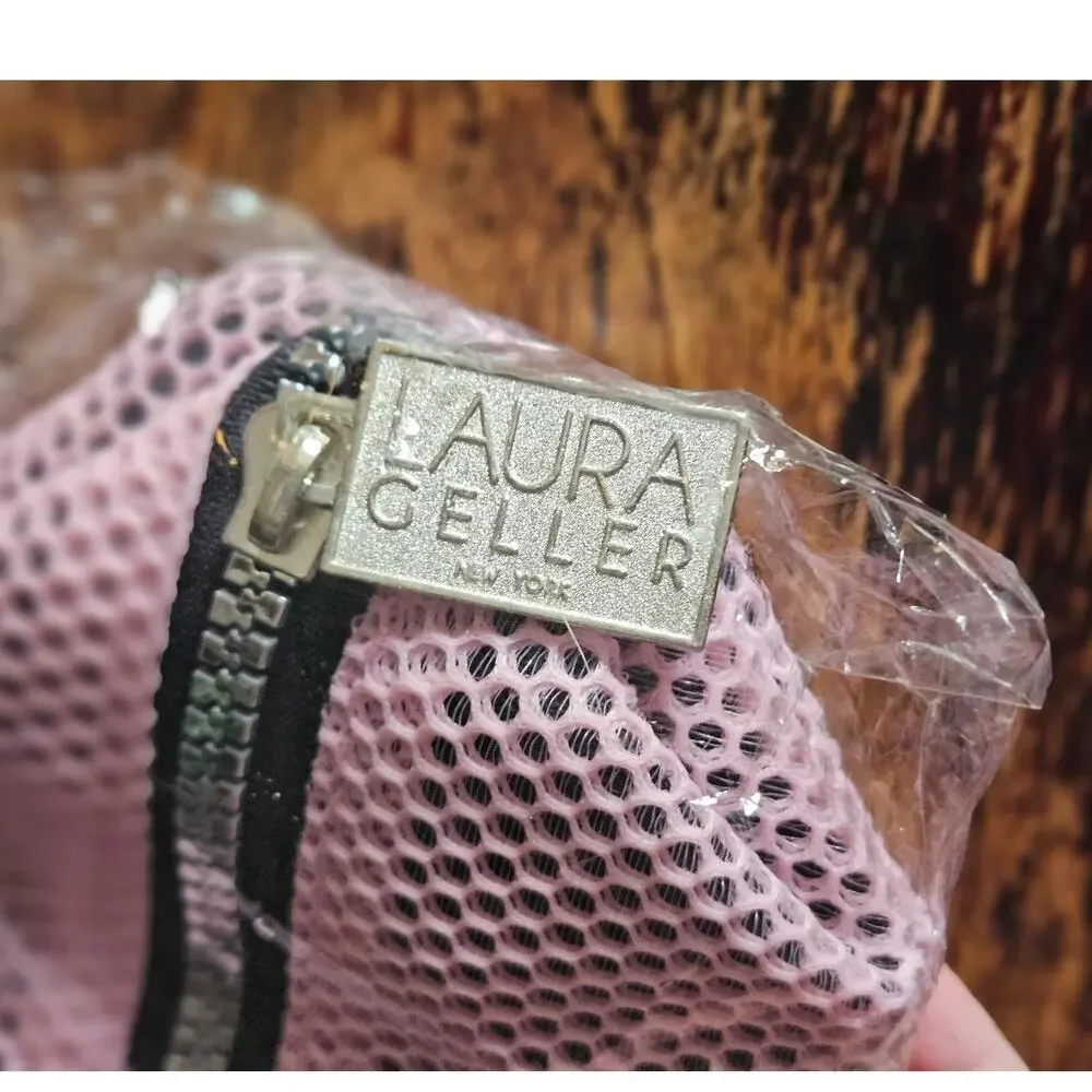 Laura Geller Black Pink Makeup Bag w/ Metal Zipper Pull